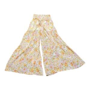 Hyfve Boho Floral Wide Leg Palazzo 70s Retro Smocked Pants Small